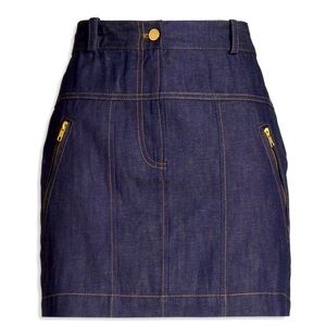 3.1 PHILLIP LIM dark denim cotton linen-blend mini skirt.